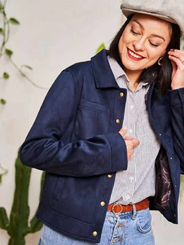 Camille Recycled Vegan Button Up Jacket | Blue