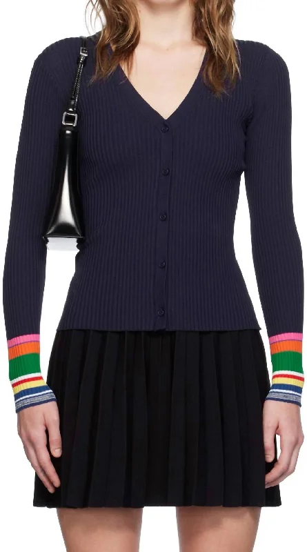 Cargo Sweater In Navy Rainbow