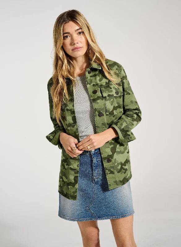 Liz Organic Cotton Jacket | Khaki Camouflage