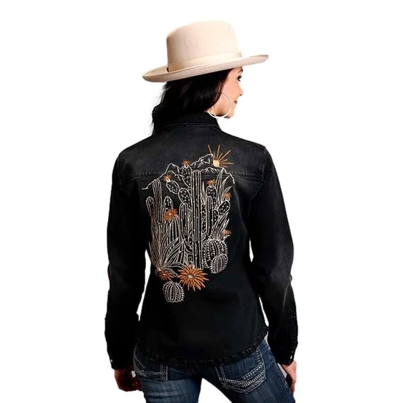 Stetson Western Shirt Womens L/S Button Black 11-050-0202-1057 BL