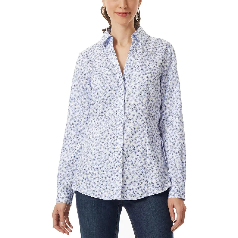 Jones New York Womens Long Sleeve Collared Button-Down Top