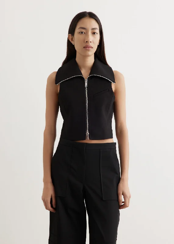 Bonded Crepe Zip Vest