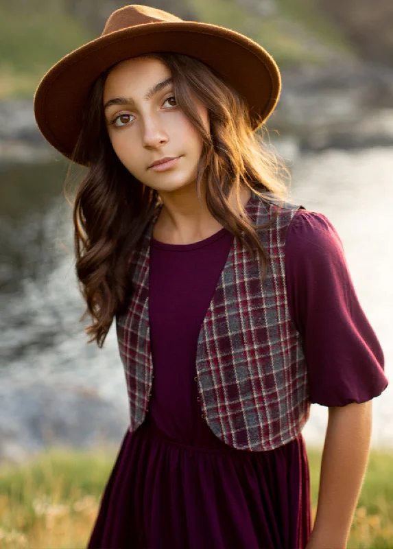 Meike Vest in Plum Plaid