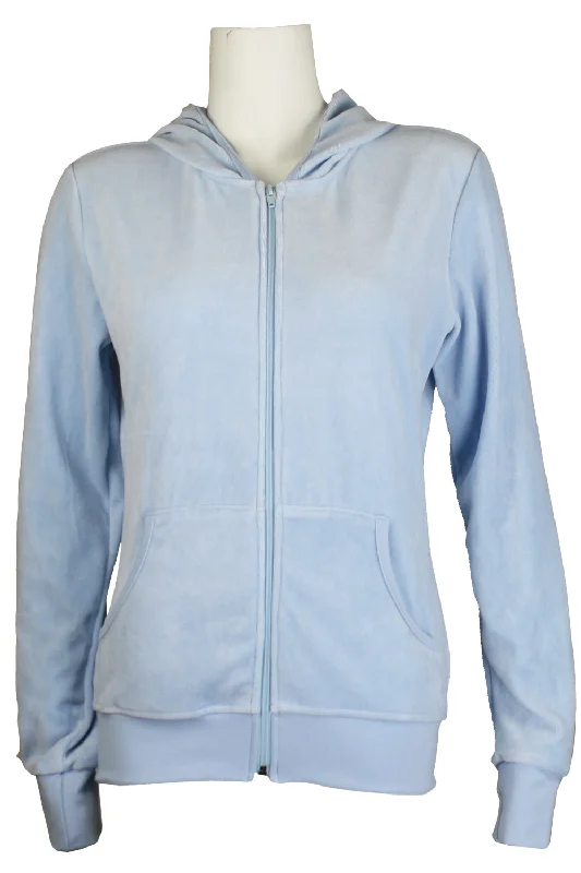 Baby Blue Velour Zip Hoodie