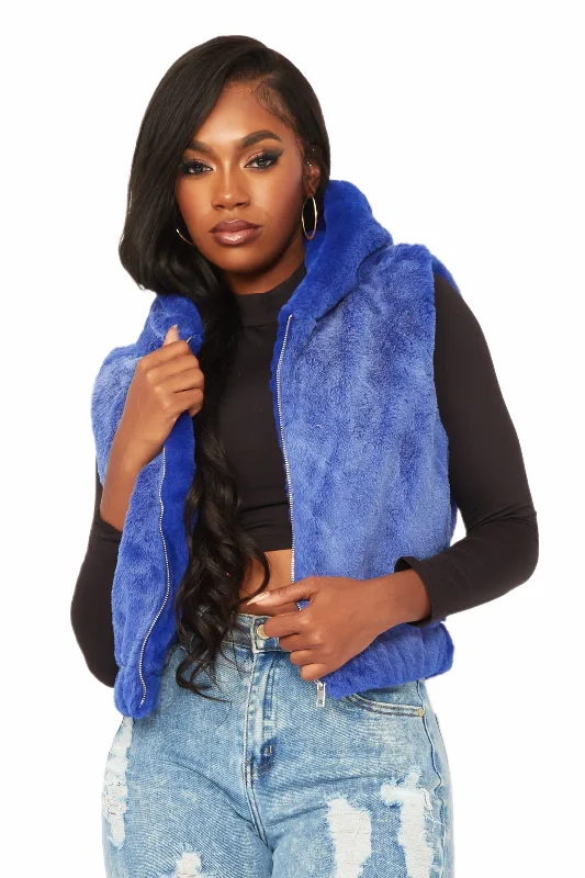 Christal Royal Blue Fur Vest