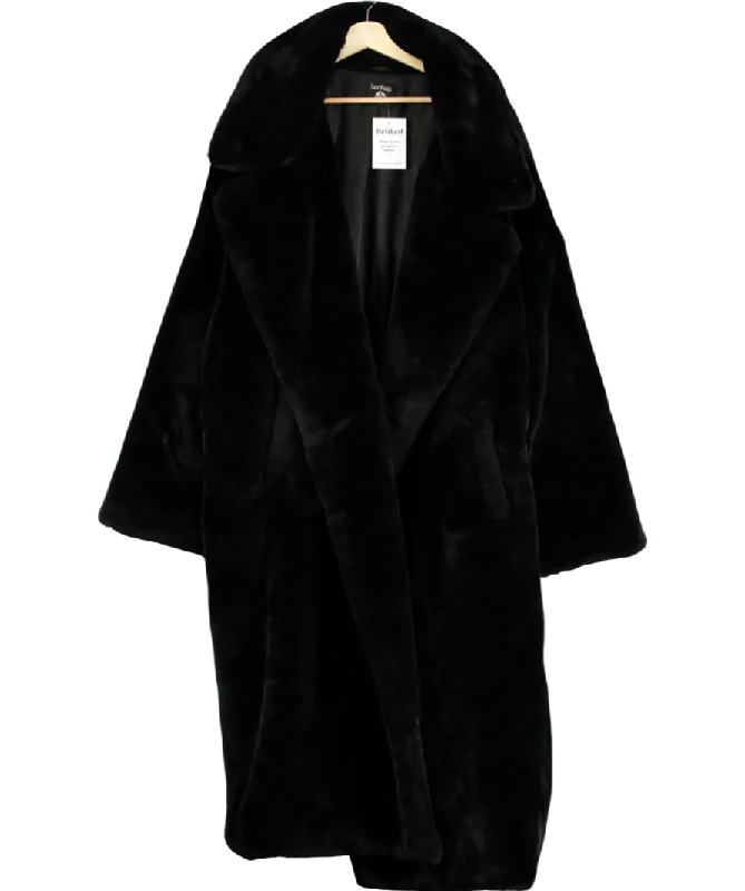 boohoo Black Luxe Faux Fur Oversized Coat UK 26