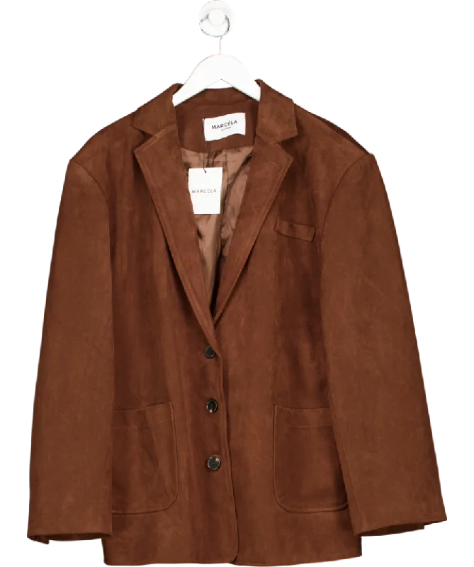 Marcela London Brown Vinn Oversized Faux Suede Jacket One Size